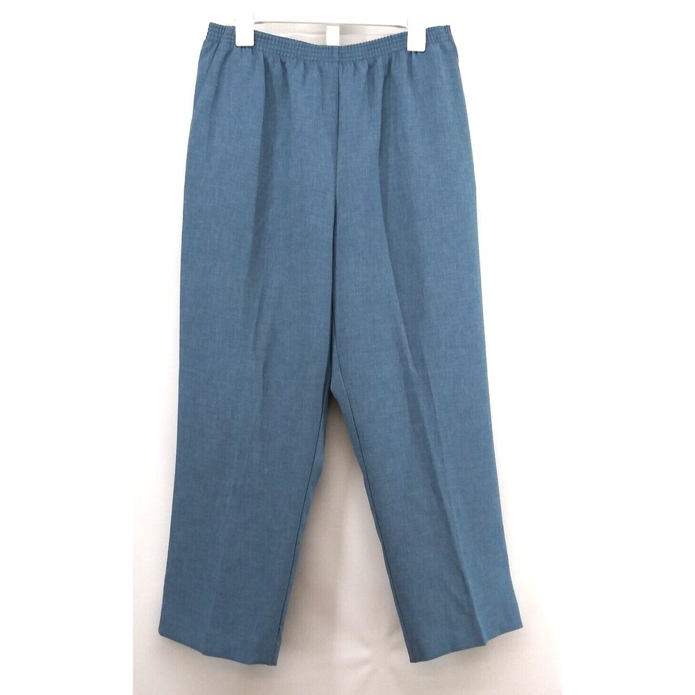 Alfred Dunner Pants Womens Size 14 Blue Cropped Pull On